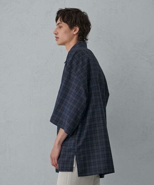 PUBLIC TOKYO（パブリックトウキョウ）の「ウールチェックスーパールーズシャツ（シャツ/ブラウス・メンズ・ダークグリーン/ベージュ/グレー・1/2）」の6枚目の写真