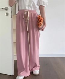 ウエストゴム&紐ワイドパンツ
