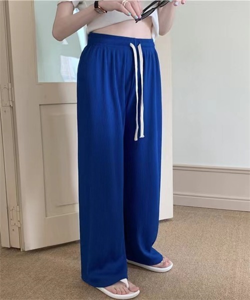 FREE STYLISTS(フリー スタイリスト)の「ウエストゴム&紐ワイドパンツ(その他パンツ・レディース・チャコールグレー/ブラック/ピンク/ブルー/グリーン/アイボリー・FREE)」の5枚目の写真