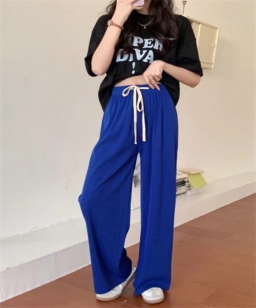 FREE STYLISTS(フリー スタイリスト)の「ウエストゴム&紐ワイドパンツ(その他パンツ・レディース・チャコールグレー/ブラック/ピンク/ブルー/グリーン/アイボリー・FREE)」の18枚目の写真