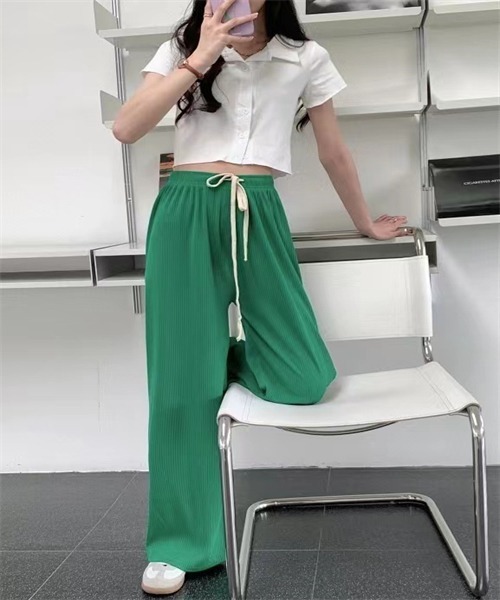 FREE STYLISTS(フリー スタイリスト)の「ウエストゴム&紐ワイドパンツ(その他パンツ・レディース・チャコールグレー/ブラック/ピンク/ブルー/グリーン/アイボリー・FREE)」の8枚目の写真
