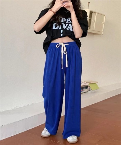 FREE STYLISTS(フリー スタイリスト)の「ウエストゴム&紐ワイドパンツ(その他パンツ・レディース・チャコールグレー/ブラック/ピンク/ブルー/グリーン/アイボリー・FREE)」の16枚目の写真