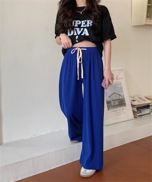 FREE STYLISTS(フリー スタイリスト)の「ウエストゴム&紐ワイドパンツ(その他パンツ・レディース・チャコールグレー/ブラック/ピンク/ブルー/グリーン/アイボリー・FREE)」の17枚目の写真