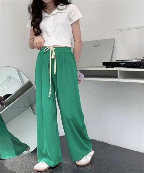 FREE STYLISTS(フリー スタイリスト)の「ウエストゴム&紐ワイドパンツ(その他パンツ・レディース・チャコールグレー/ブラック/ピンク/ブルー/グリーン/アイボリー・FREE)」の9枚目の写真
