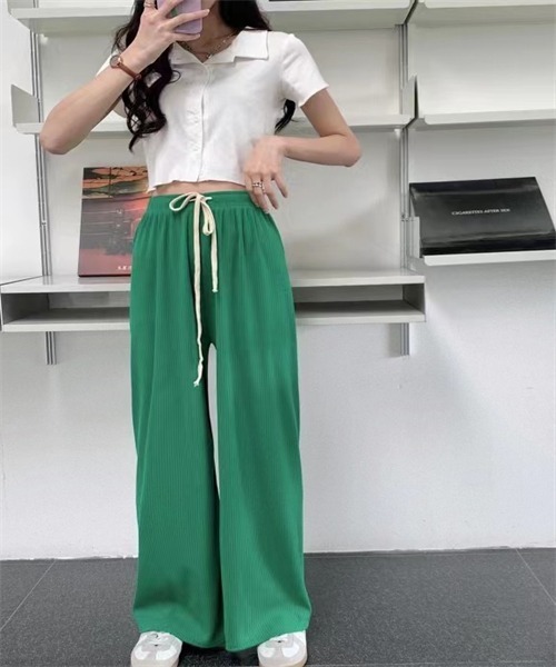 FREE STYLISTS(フリー スタイリスト)の「ウエストゴム&紐ワイドパンツ(その他パンツ・レディース・チャコールグレー/ブラック/ピンク/ブルー/グリーン/アイボリー・FREE)」の7枚目の写真