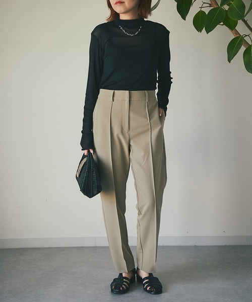 un dix cors（アンディコール）の「シアーハイネックカットソー（Tシャツ/カットソー・レディース・ブラック/オフホワイト/グリーン・FREE）」の4枚目の写真