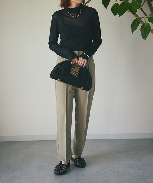 un dix cors（アンディコール）の「シアーハイネックカットソー（Tシャツ/カットソー・レディース・ブラック/オフホワイト/グリーン・FREE）」の11枚目の写真