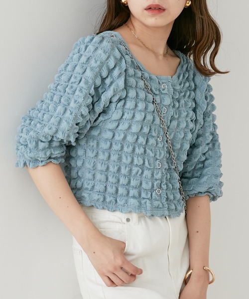 【関税込み】Marco Rambaldi ブルー ビスコース ブラ BORDERS at BALCONY(ボーダーズアットバルコニー) BOWTIE BLOUSE