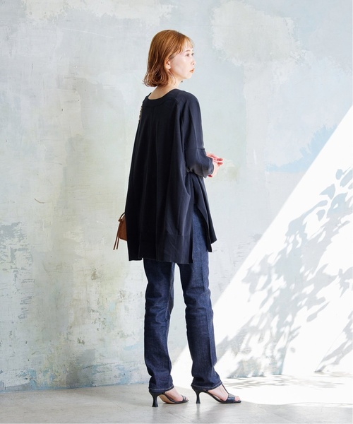 JOURNAL STANDARD（ジャーナルスタンダード）の「■■《追加4》ハイツイストコットンポンチョカーディガン（カーディガン/ボレロ・レディース・ライトグレー/ブラック・FREE）」の4枚目の写真