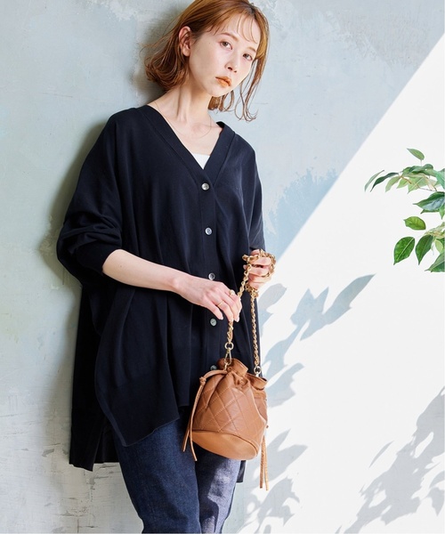 JOURNAL STANDARD（ジャーナルスタンダード）の「■■《追加4》ハイツイストコットンポンチョカーディガン（カーディガン/ボレロ・レディース・ライトグレー/ブラック・FREE）」の5枚目の写真