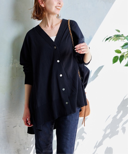 JOURNAL STANDARD（ジャーナルスタンダード）の「■■《追加4》ハイツイストコットンポンチョカーディガン（カーディガン/ボレロ・レディース・ライトグレー/ブラック・FREE）」の6枚目の写真