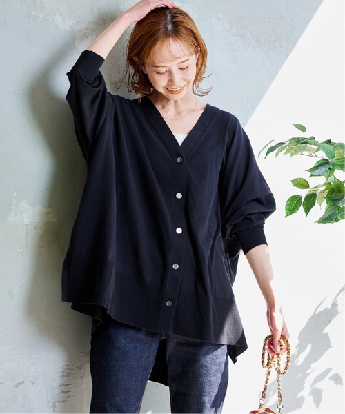 JOURNAL STANDARD（ジャーナルスタンダード）の「■■《追加4》ハイツイストコットンポンチョカーディガン（カーディガン/ボレロ・レディース・ライトグレー/ブラック・FREE）」の8枚目の写真