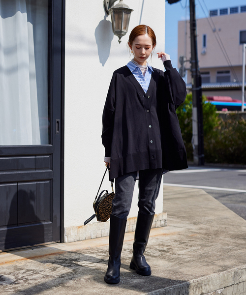 JOURNAL STANDARD（ジャーナルスタンダード）の「■■《追加4》ハイツイストコットンポンチョカーディガン（カーディガン/ボレロ・レディース・ライトグレー/ブラック・FREE）」の9枚目の写真