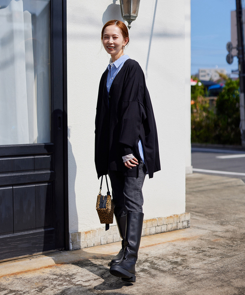 JOURNAL STANDARD（ジャーナルスタンダード）の「■■《追加4》ハイツイストコットンポンチョカーディガン（カーディガン/ボレロ・レディース・ライトグレー/ブラック・FREE）」の10枚目の写真