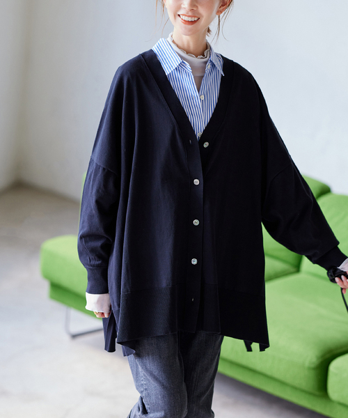 JOURNAL STANDARD（ジャーナルスタンダード）の「■■《追加4》ハイツイストコットンポンチョカーディガン（カーディガン/ボレロ・レディース・ライトグレー/ブラック・FREE）」の11枚目の写真