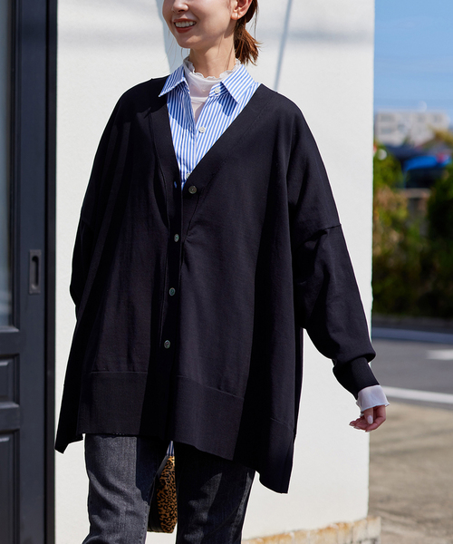 JOURNAL STANDARD（ジャーナルスタンダード）の「■■《追加4》ハイツイストコットンポンチョカーディガン（カーディガン/ボレロ・レディース・ライトグレー/ブラック・FREE）」の12枚目の写真