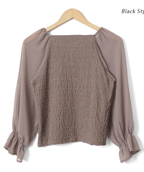 flower（フラワー）の「クリアスリーブトップ2（シャツ/ブラウス・レディース・ブラウン/アイボリー・FREE）」の6枚目の写真