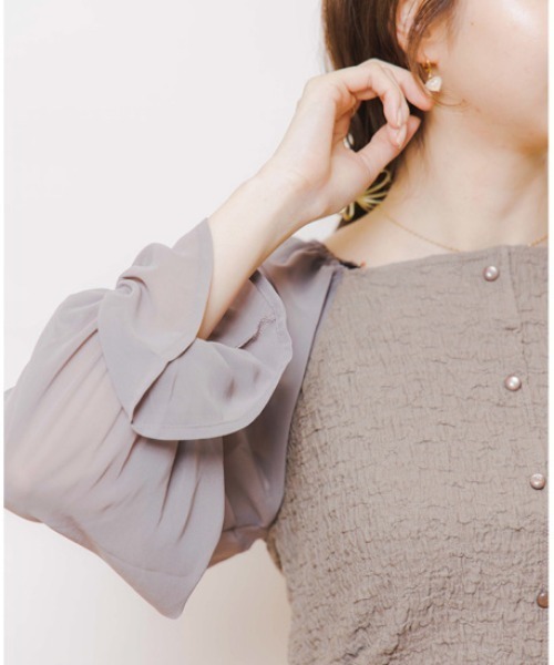 flower（フラワー）の「クリアスリーブトップ2（シャツ/ブラウス・レディース・ブラウン/アイボリー・FREE）」の12枚目の写真