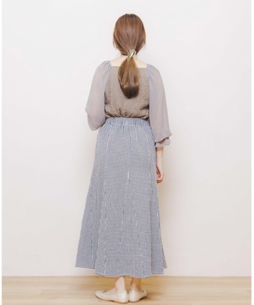 flower（フラワー）の「クリアスリーブトップ2（シャツ/ブラウス・レディース・ブラウン/アイボリー・FREE）」の15枚目の写真