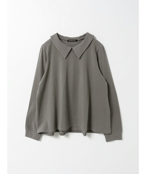 mizuiroind（ミズイロインド）の「シャツカラーロングスリーブプルオーバー（Tシャツ/カットソー・レディース・ライトグレー/ブラック/グレー/オフホワイト/ブルー・FREE）」の4枚目の写真