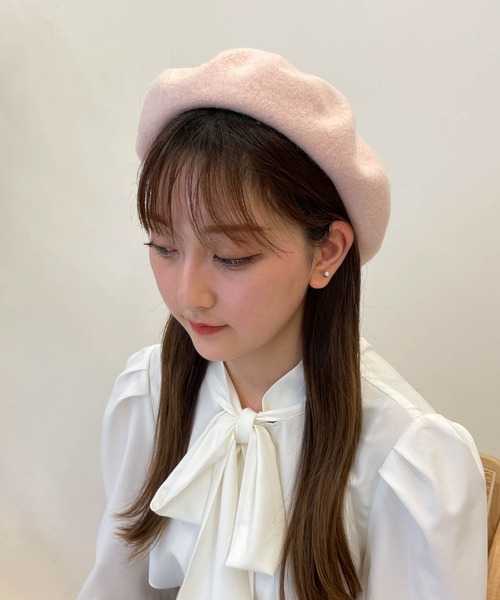 WEGO（ウィゴー）の「WEGO/フェルトベレー（ハンチング/ベレー帽・レディース・ブラック/オフホワイト/ライトピンク・FREE）」の11枚目の写真