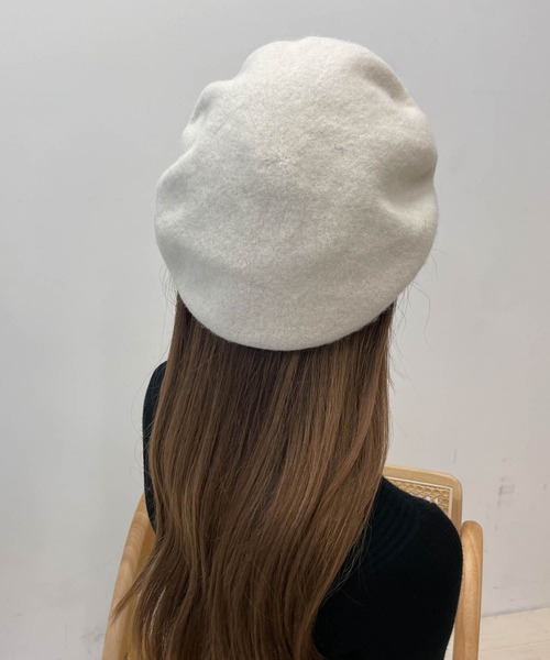WEGO（ウィゴー）の「WEGO/フェルトベレー（ハンチング/ベレー帽・レディース・ブラック/オフホワイト/ライトピンク・FREE）」の8枚目の写真