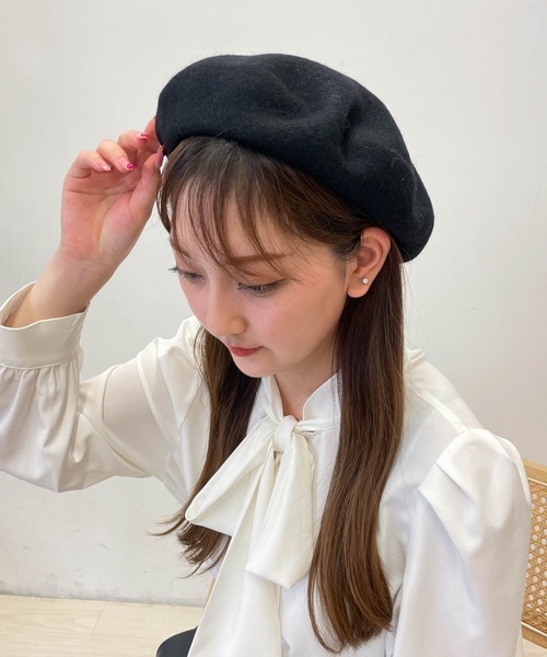 WEGO（ウィゴー）の「WEGO/フェルトベレー（ハンチング/ベレー帽・レディース・ブラック/オフホワイト/ライトピンク・FREE）」の9枚目の写真