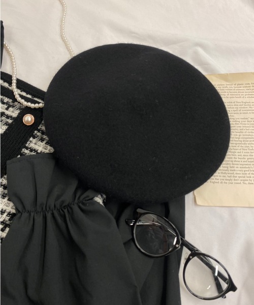 WEGO（ウィゴー）の「WEGO/フェルトベレー（ハンチング/ベレー帽・レディース・ブラック/オフホワイト/ライトピンク・FREE）」の5枚目の写真