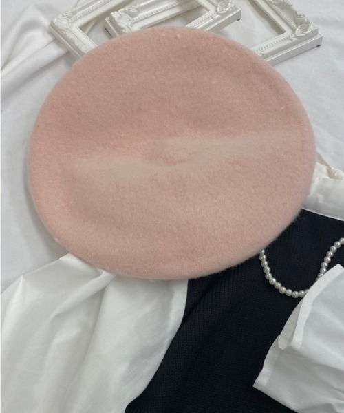 WEGO（ウィゴー）の「WEGO/フェルトベレー（ハンチング/ベレー帽・レディース・ブラック/オフホワイト/ライトピンク・FREE）」の6枚目の写真