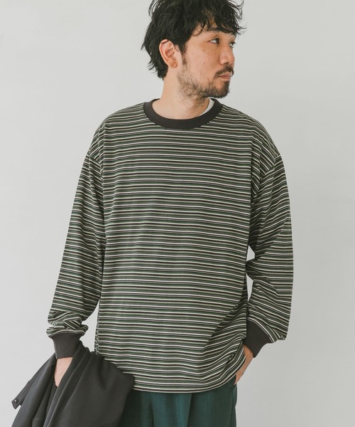 URBAN RESEARCH DOORS（アーバンリサーチドアーズ）の「マルチボーダーロングスリーブTシャツ（Tシャツ/カットソー・メンズ・グリーン/ブラウン系その他/ブルー系その他・MEDIUM/LARGE）」の8枚目の写真