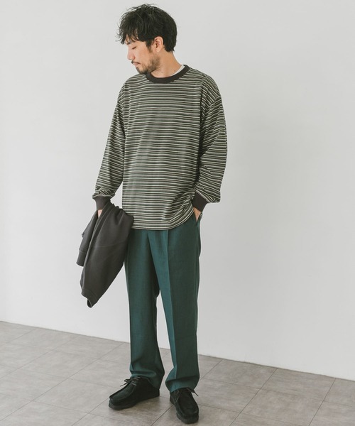 URBAN RESEARCH DOORS（アーバンリサーチドアーズ）の「マルチボーダーロングスリーブTシャツ（Tシャツ/カットソー・メンズ・グリーン/ブラウン系その他/ブルー系その他・MEDIUM/LARGE）」の9枚目の写真