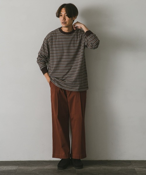 URBAN RESEARCH DOORS（アーバンリサーチドアーズ）の「マルチボーダーロングスリーブTシャツ（Tシャツ/カットソー・メンズ・グリーン/ブラウン系その他/ブルー系その他・MEDIUM/LARGE）」の12枚目の写真