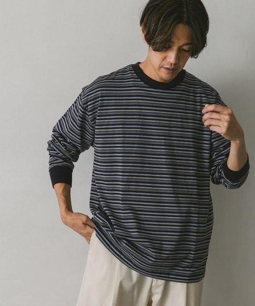URBAN RESEARCH DOORS（アーバンリサーチドアーズ）の「マルチボーダーロングスリーブTシャツ（Tシャツ/カットソー・メンズ・グリーン/ブラウン系その他/ブルー系その他・MEDIUM/LARGE）」の17枚目の写真