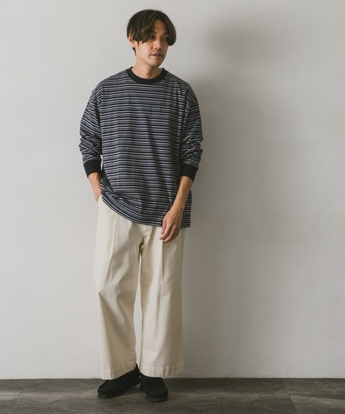 URBAN RESEARCH DOORS（アーバンリサーチドアーズ）の「マルチボーダーロングスリーブTシャツ（Tシャツ/カットソー・メンズ・グリーン/ブラウン系その他/ブルー系その他・MEDIUM/LARGE）」の13枚目の写真