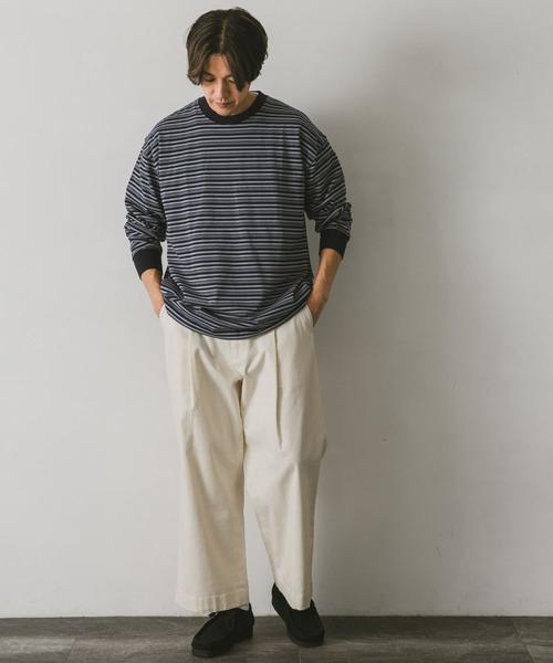 URBAN RESEARCH DOORS（アーバンリサーチドアーズ）の「マルチボーダーロングスリーブTシャツ（Tシャツ/カットソー・メンズ・グリーン/ブラウン系その他/ブルー系その他・MEDIUM/LARGE）」の5枚目の写真