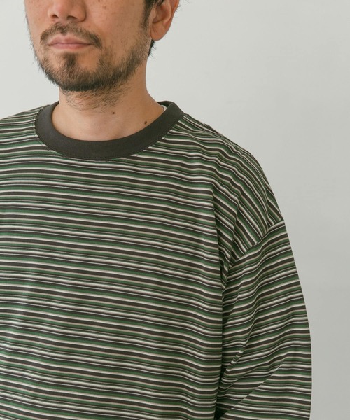 URBAN RESEARCH DOORS（アーバンリサーチドアーズ）の「マルチボーダーロングスリーブTシャツ（Tシャツ/カットソー・メンズ・グリーン/ブラウン系その他/ブルー系その他・MEDIUM/LARGE）」の6枚目の写真