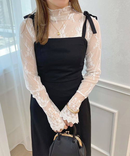 ADOREレース フレアスリーブ クロップ丈 トップス フレアスリーブレーストップス【ZOZOTOWN限定アイテム】（T