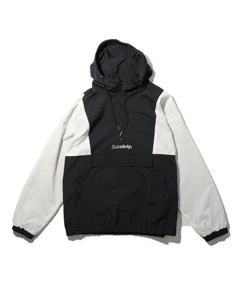 Subciety 黒 ナイロンジャケット フード付き 4ポケット