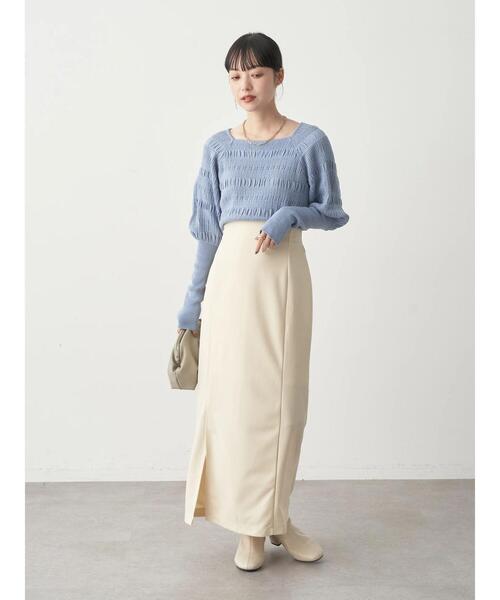 earth music&ecology（アースミュージックアンドエコロジー）の「ミニリップルナロースカート(アイボリー)（スカート・レディース・アイボリー・S/M）」の14枚目の写真