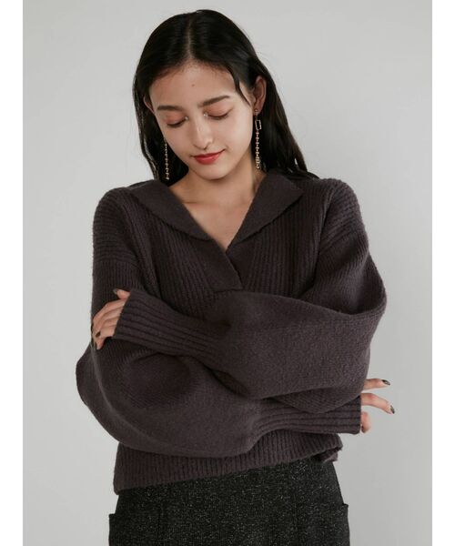 MURUA（ムルーア）の「バルキーニットポロ（ニット/セーター・レディース・アイボリー/グレー/レッド/グリーン・FREE）」の13枚目の写真