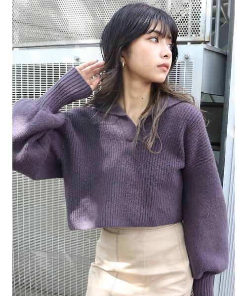 MURUA（ムルーア）の「バルキーニットポロ（ニット/セーター・レディース・アイボリー/グレー/レッド/グリーン・FREE）」の11枚目の写真