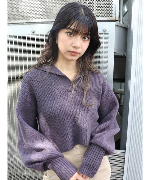 MURUA（ムルーア）の「バルキーニットポロ（ニット/セーター・レディース・アイボリー/グレー/レッド/グリーン・FREE）」の5枚目の写真