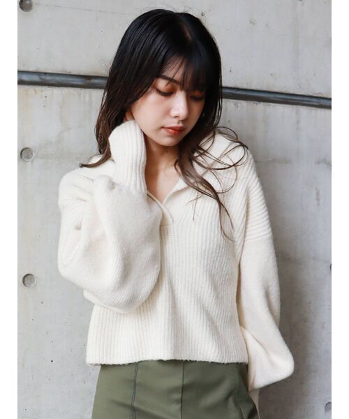 MURUA（ムルーア）の「バルキーニットポロ（ニット/セーター・レディース・アイボリー/グレー/レッド/グリーン・FREE）」の10枚目の写真