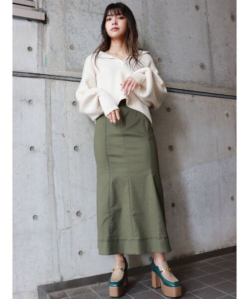 MURUA（ムルーア）の「バルキーニットポロ（ニット/セーター・レディース・アイボリー/グレー/レッド/グリーン・FREE）」の14枚目の写真