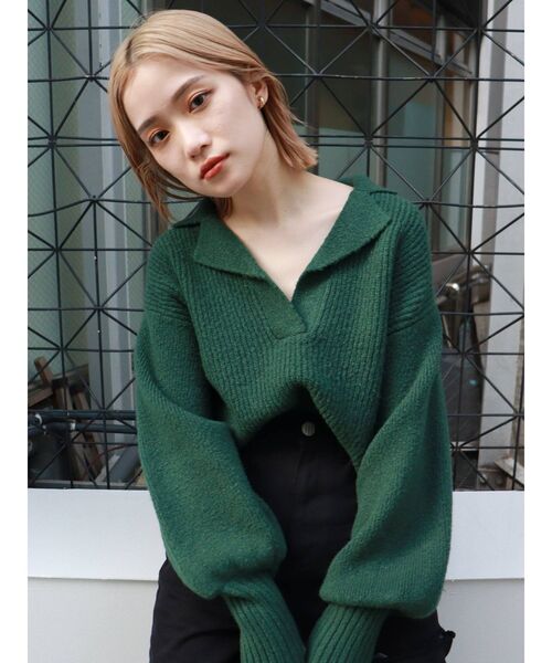 MURUA（ムルーア）の「バルキーニットポロ（ニット/セーター・レディース・アイボリー/グレー/レッド/グリーン・FREE）」の12枚目の写真