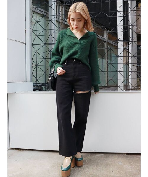 MURUA（ムルーア）の「バルキーニットポロ（ニット/セーター・レディース・アイボリー/グレー/レッド/グリーン・FREE）」の22枚目の写真