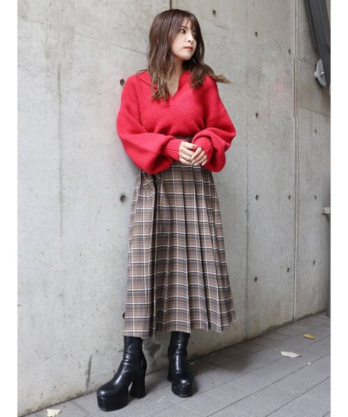 MURUA（ムルーア）の「バルキーニットポロ（ニット/セーター・レディース・アイボリー/グレー/レッド/グリーン・FREE）」の19枚目の写真