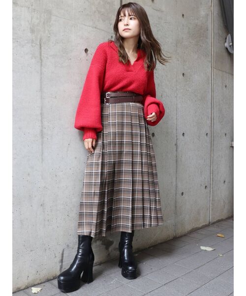 MURUA（ムルーア）の「バルキーニットポロ（ニット/セーター・レディース・アイボリー/グレー/レッド/グリーン・FREE）」の18枚目の写真