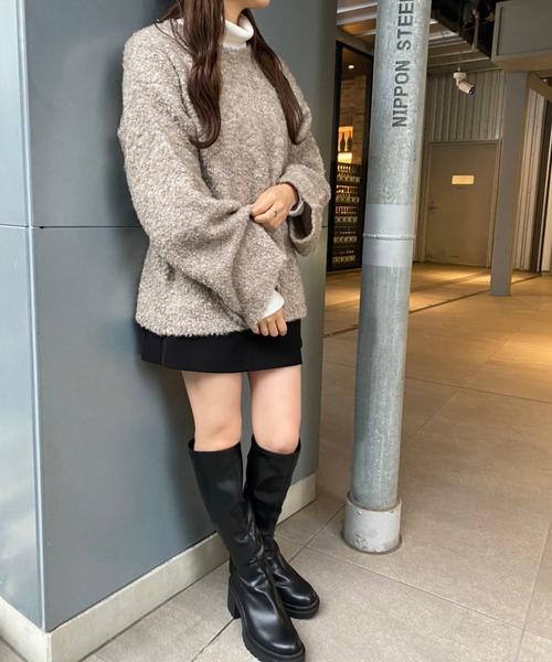 one after another NICE CLAUP（ワンアフターアナザーナイスクラップ）の「ヒールアップタンクロングブーツ（ブーツ・レディース・アイボリー/ブラック・MEDIUM/SMALL/LARGE）」の13枚目の写真