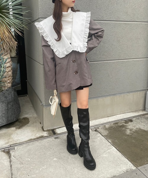 one after another NICE CLAUP（ワンアフターアナザーナイスクラップ）の「ヒールアップタンクロングブーツ（ブーツ・レディース・アイボリー/ブラック・MEDIUM/SMALL/LARGE）」の14枚目の写真